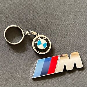 BMW Key chain used and BMW M tri color Msport emblem badge for car.